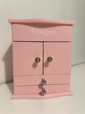 Pottery Barn Kids Pink Jewelry Armoire with Crystal Knobs